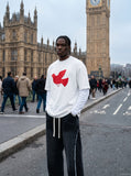 DAXUEN white oversized stylized dove graphic t-shirt — model photo
