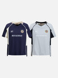 DAXUEN dark blue dual-panel graphic sports jersey t-shirt