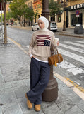 Stylized Flag Graphic Long-Sleeve Sweater
