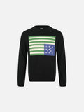 Stylized Flag Graphic Long-Sleeve Sweater