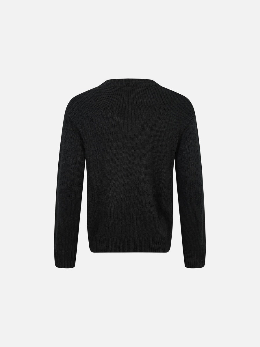 Stylized Flag Graphic Long-Sleeve Sweater