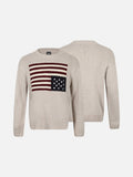 Stylized Flag Graphic Long-Sleeve Sweater
