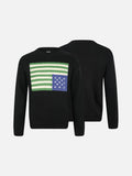 Stylized Flag Graphic Long-Sleeve Sweater
