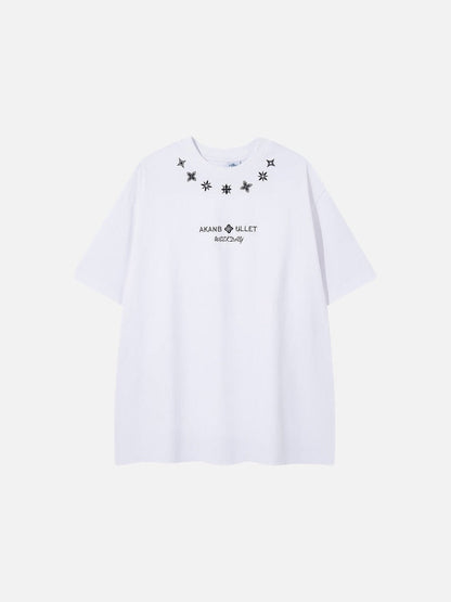 DAXUEN Short-sleeved relaxed-fit t-shirt with floral embroidery