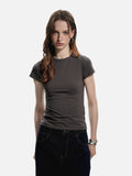 DAXUEN solid grey fitted t-shirt with small graphic