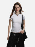 DAXUEN solid grey fitted t-shirt with small graphic