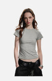 DAXUEN solid grey fitted t-shirt with small graphic