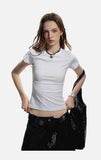 DAXUEN solid grey fitted t-shirt with small graphic