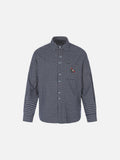 DAXUEN checkered button-up shirt with stylized horse embroidery