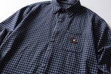 DAXUEN checkered button-up shirt with stylized horse embroidery
