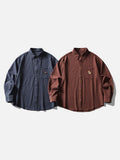 DAXUEN checkered button-up shirt with stylized horse embroidery