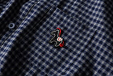 DAXUEN checkered button-up shirt with stylized horse embroidery