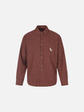 DAXUEN checkered button-up shirt with stylized horse embroidery
