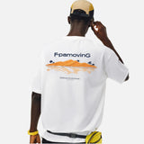 DAXUEN white relaxed landscape graphic t-shirt