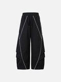 Stylized Oval Graphic Black Track Pants