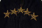DAXUEN dark indigo star-embroidered high-waisted denim jeans