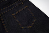 DAXUEN dark indigo star-embroidered high-waisted denim jeans