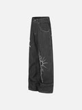 DAXUEN dark wash wide-leg jeans with white animal graphic