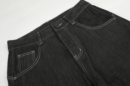 DAXUEN dark wash wide-leg jeans with white animal graphic