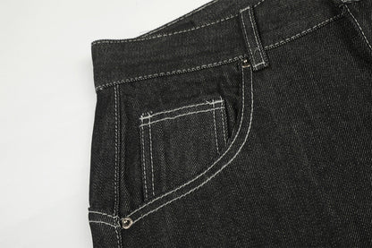 DAXUEN dark wash wide-leg jeans with white animal graphic