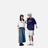 DAXUEN solid color oversized t-shirt with stylized wordmark graphic