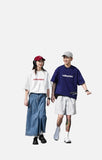 DAXUEN solid color oversized t-shirt with stylized wordmark graphic