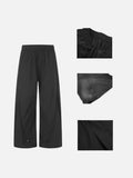 DAXUEN black wide-leg pants with subtle abstract pattern