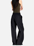 DAXUEN black wide-leg pants with subtle abstract pattern