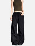 DAXUEN black wide-leg pants with subtle abstract pattern