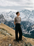 DAXUEN heathered khaki Henley t-shirt — model photo
