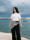 DAXUEN light grey marled mock neck t-shirt — model photo