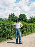 DAXUEN light grey marled mock neck t-shirt — model photo