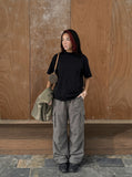 DAXUEN light grey marled mock neck t-shirt — model photo
