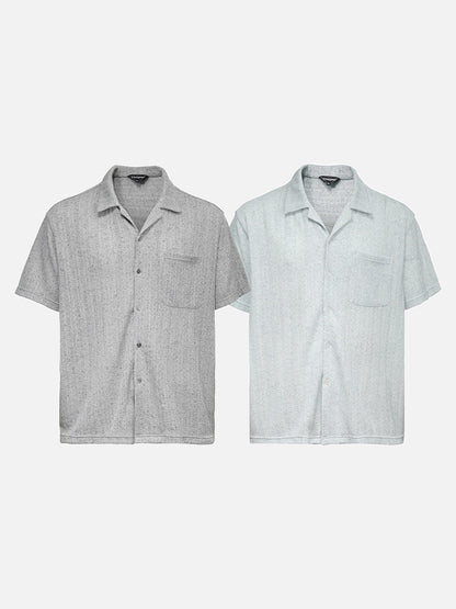 DAXUEN Short-sleeved button-up shirt with camp collar