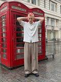 DAXUEN Short-sleeved button-up shirt with camp collar — model photo