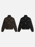 DAXUEN dark brown suede bomber jacket with metallic details