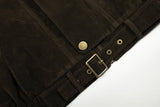 DAXUEN dark brown suede bomber jacket with metallic details