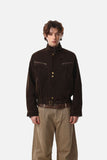 DAXUEN dark brown suede bomber jacket with metallic details