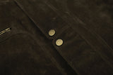 DAXUEN dark brown suede bomber jacket with metallic details
