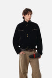 DAXUEN dark brown suede bomber jacket with metallic details