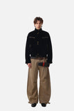 DAXUEN dark brown suede bomber jacket with metallic details