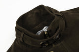 DAXUEN dark brown suede bomber jacket with metallic details