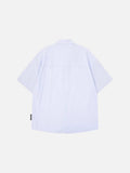 Casual short-sleeved button-up shirt with embroidery