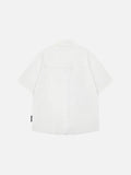 Casual short-sleeved button-up shirt with embroidery