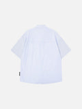 Casual short-sleeved button-up shirt with embroidery