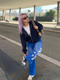 DAXUEN High-waisted wide-leg pants with graphic print — model photo