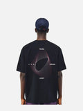 DAXUEN black oversized swirling dot abstract graphic tee