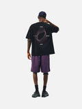 DAXUEN black oversized swirling dot abstract graphic tee