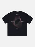 DAXUEN black oversized swirling dot abstract graphic tee