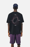 DAXUEN black oversized swirling dot abstract graphic tee